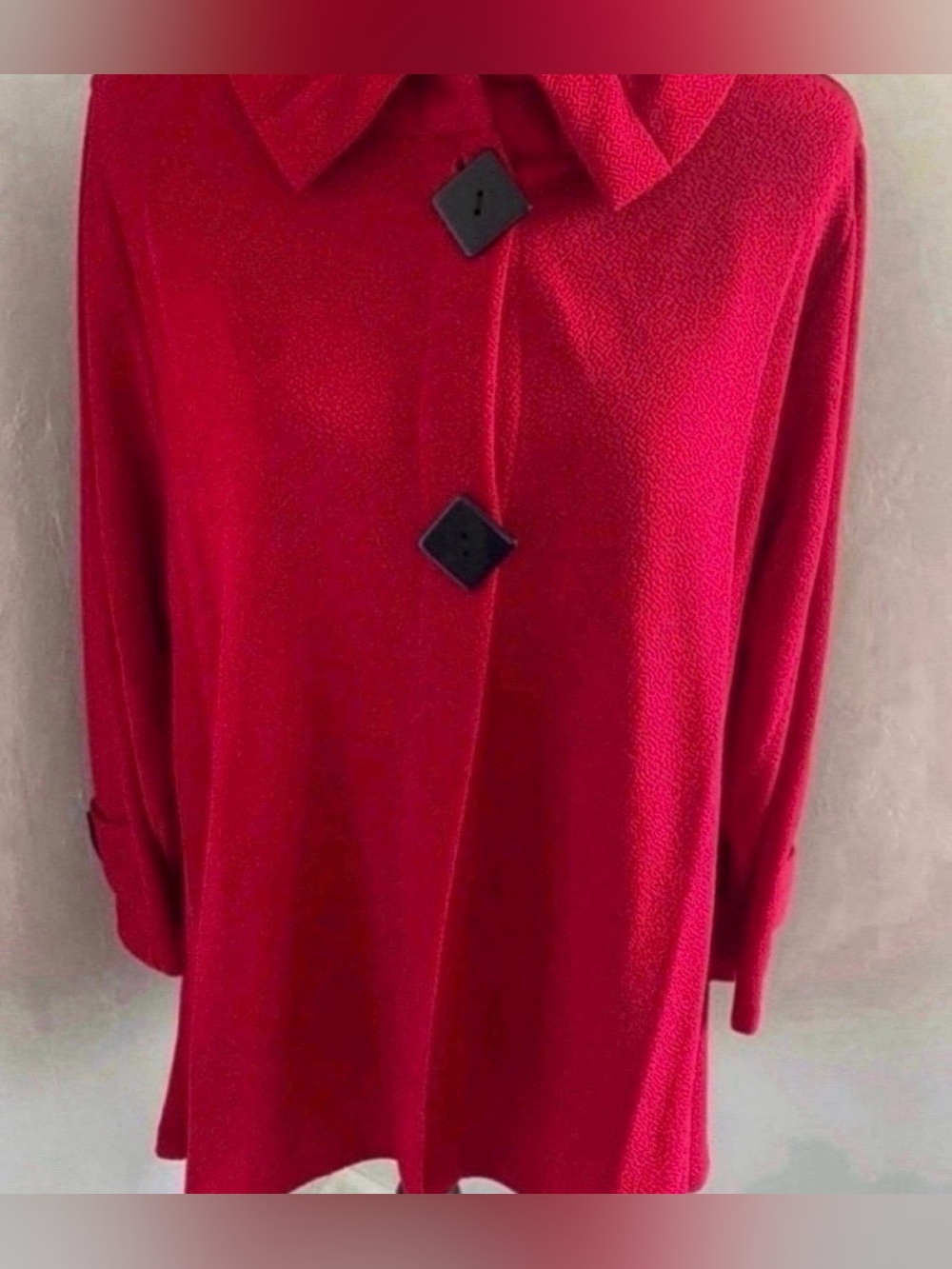 Red Women's Button-Front Long Coat (Size XL)